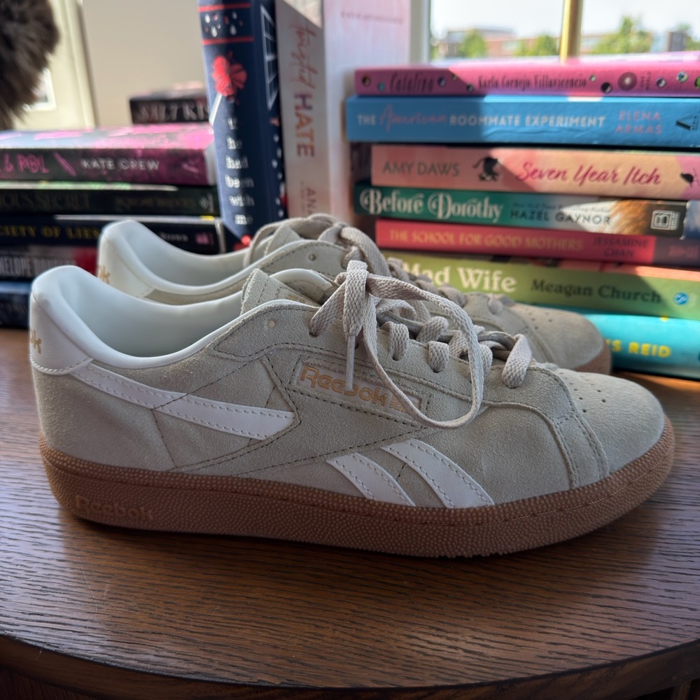 Reebok Beige Suede Low-Top Sneakers with Gum Sole